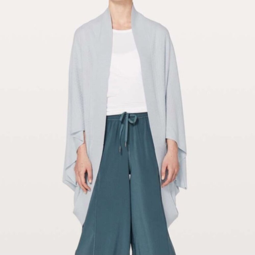 Lululemon Sifo Stillness Wrap Silk Blend Open Front Long Cardigan Size OS